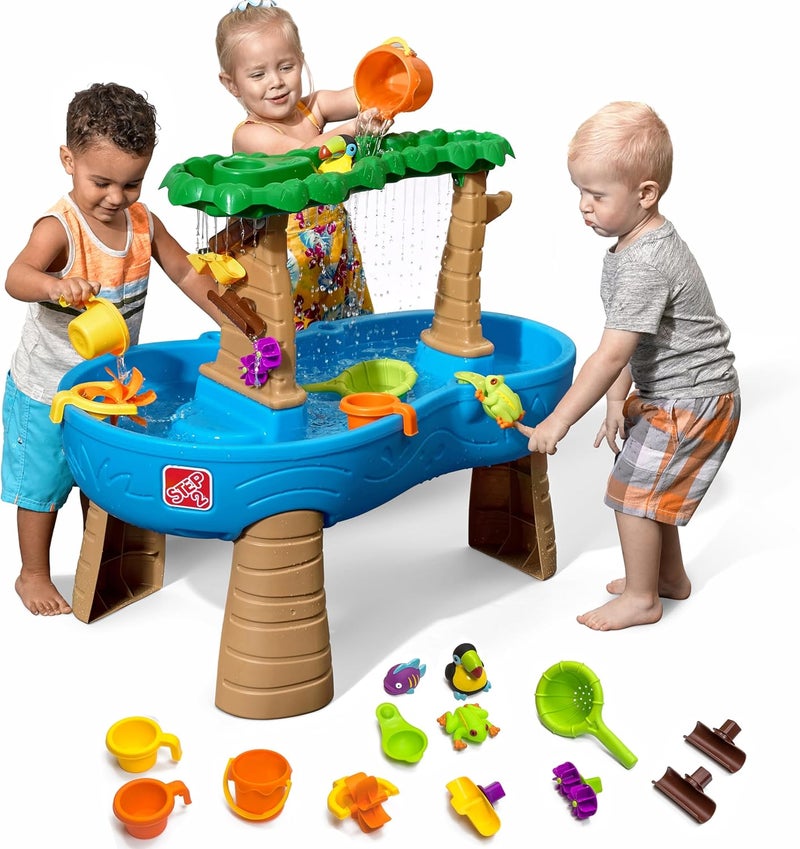 Step2 Tropical Rainforest Water Table, Kids Water and Sand Activity Sensory Playset, Summer Outdoor Toys, 13 Piece Water Toy Accessories, For Toddlers 1.5+ Years Old, Blue & Brown - Image 1